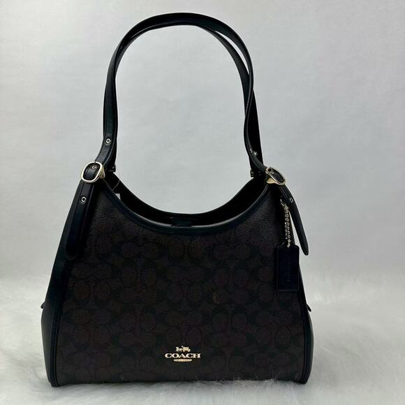 Coach Erin Shoulder Bag In Signature Canvas Gold/Walnut/Black CAQ87 NWT - Picture 1 of 10